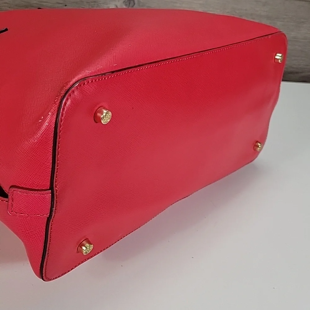 Tory Burch Fuchsia Saffiano Leather Dome Satchel Handbag